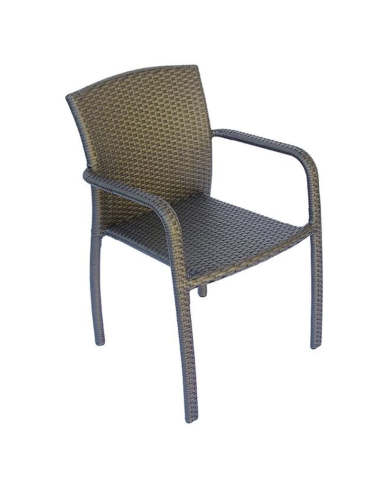 Sedia da Giardino Impilabile in Rattan Sintetico con Braccioli Reims – Greenwood Sedia da Giardino Impilabile in Rattan Sintetico con Braccioli Reims – Greenwood