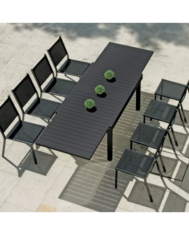 Tavolo Allungabile da Giardino 135/270x90,5 cm in Alluminio Antracite – Piano a Doghe Greenwood Tavolo Allungabile da Giardino 135/270x90,5 cm in Alluminio Antracite – Piano a Doghe Greenwood