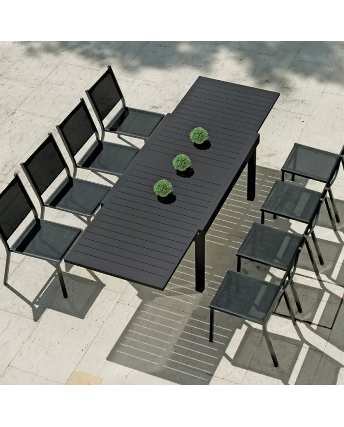 Tavolo Allungabile da Giardino 135/270x90,5 cm in Alluminio Antracite – Piano a Doghe Greenwood