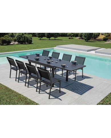 Tavolo Allungabile da Giardino 135/270x90,5 cm in Alluminio Antracite – Piano a Doghe Greenwood Tavolo Allungabile da Giardino 135/270x90,5 cm in Alluminio Antracite – Piano a Doghe Greenwood