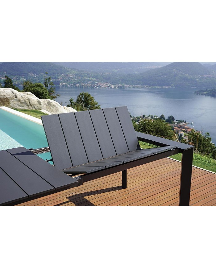 Tavolo Allungabile NETTUNO 200/300x100 cm in Alluminio Antracite – Piano a Doghe Greenwood