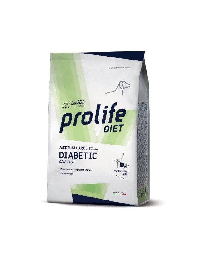 Crocchette per Cani Prolife Veterinary Diet Dog Diabetic Medium Large 8 Kg (Scadenza il 8/25)