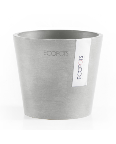 ECOPOTS Vaso Amsterdam Mini – Diametro 13 X 11,4 Cm – Colore Grigio – In Plastica Riciclata E Polvere Di Pietra – Per Piante Grasse