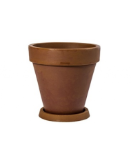 Vaso Tondo Liscio Bordato con sottovaso Plastecnic 35