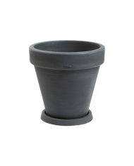 Vaso Tondo Liscio Bordato con sottovaso Plastecnic 40