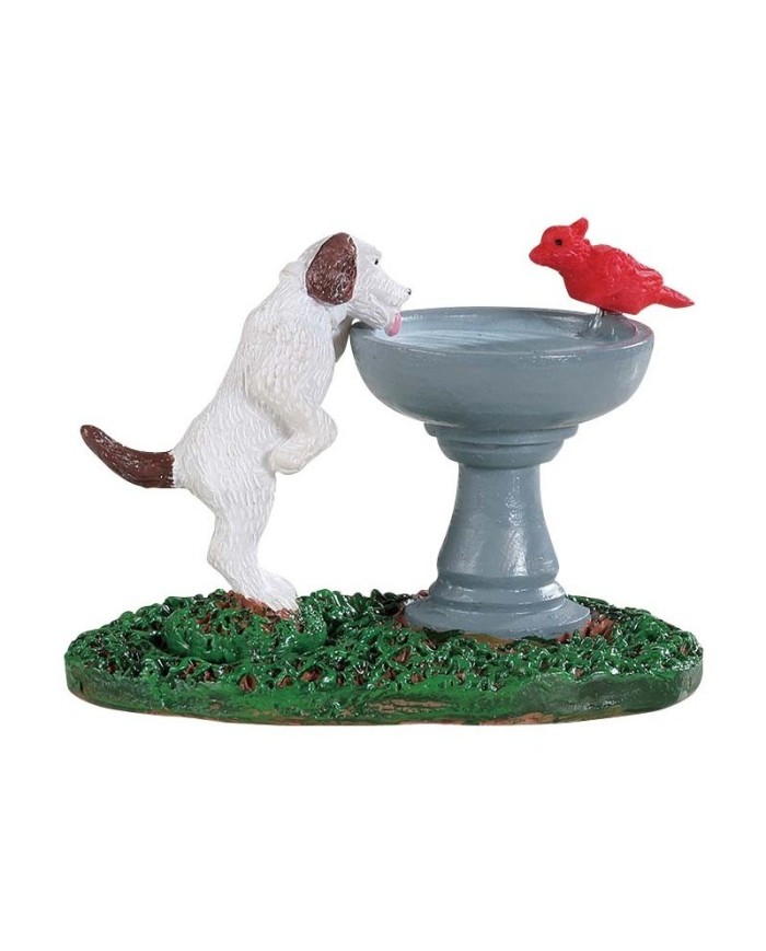 Lemax Bird Bath Dog Fountain Villaggio di natale