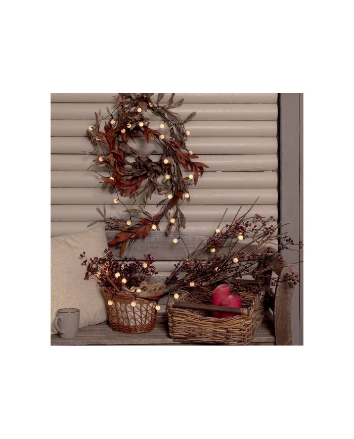 Catena Solare lineare 5m decorata 50 Sfere Cherry Lotti