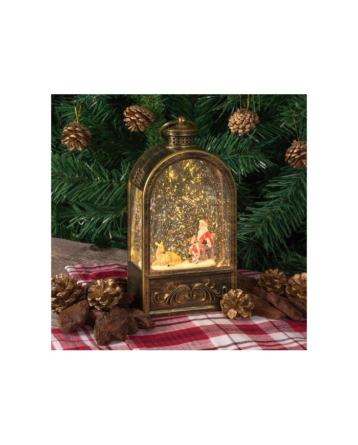 Lanterna Glitter Led Arc brunita H24cm