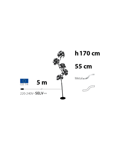 Albero Ramo Bianco Con 5 Sfere 170 Cm Lotti