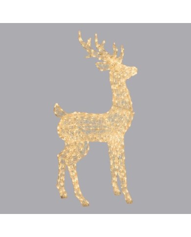 Renna 3D H160cm Acrilico Morbido LED Bianco Lotti