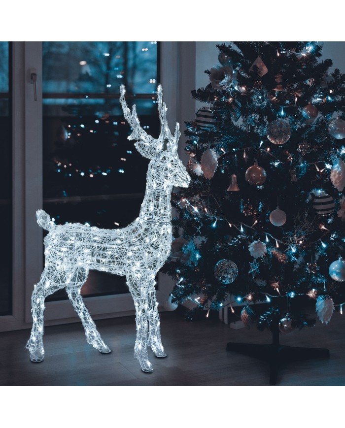 Renna 3d H:105cm Acrilico Morbido LED Dual Bianco Caldo/ Freddo Lotti