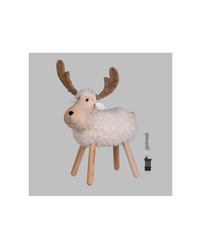 Decorazione Natalizia Pecorenna 48xH65cm illuminat Bianco caldo/multi Lotti