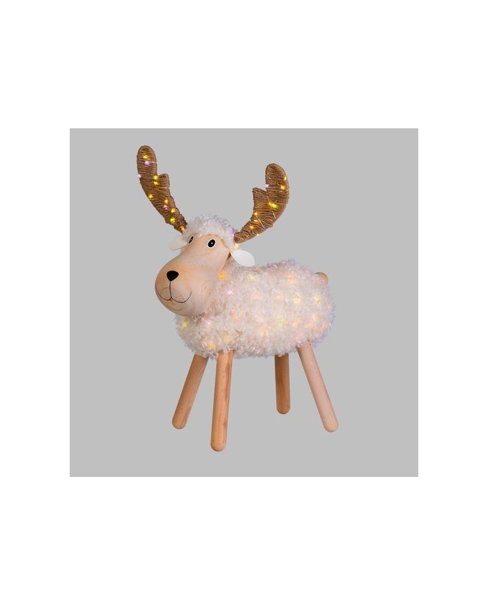 Decorazione Natalizia Pecorenna 48xH65cm illuminat Bianco caldo/multi Lotti