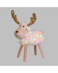 Decorazione Natalizia Pecorenna 48xH65cm illuminat Bianco caldo/multi Lotti