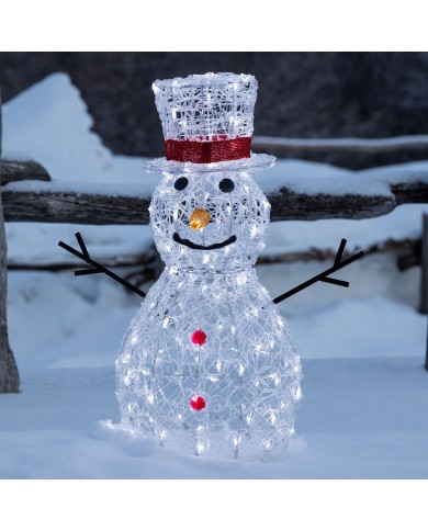 Pupazzo di Neve Snowman 3D H70cm Acrilico Morbido Bianco caldo/freddo Lotti Pupazzo di Neve Snowman 3D H70cm Acrilico Morbido Bianco caldo/freddo Lotti