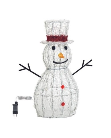 Pupazzo di Neve Snowman 3D H70cm Acrilico Morbido Bianco caldo/freddo Lotti Pupazzo di Neve Snowman 3D H70cm Acrilico Morbido Bianco caldo/freddo Lotti
