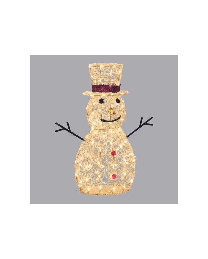 Pupazzo di Neve Snowman 3D H70cm Acrilico Morbido Bianco caldo/freddo Lotti