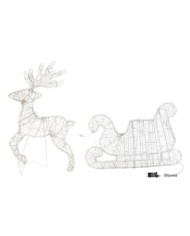 Renna Slitta 3D H85cm 350 Led Bianco Lotti