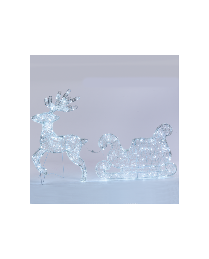 Renna Slitta 3D H85cm 350 Led Bianco Lotti