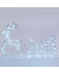 Renna Slitta 3D H85cm 350 Led Bianco Lotti