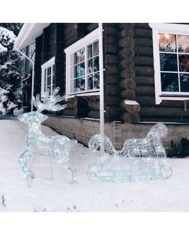 Renna Slitta 3D H85cm 350 Led Bianco Lotti