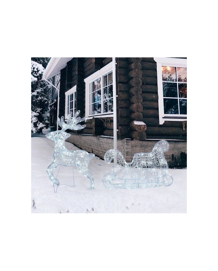 Renna Slitta 3D H85cm 350 Led Bianco Lotti