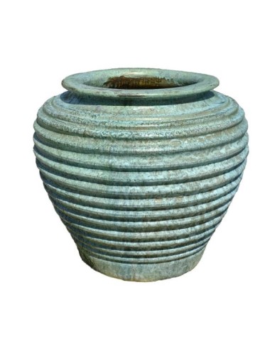 Vaso Moderno Giara Rigata 73X68cm Opal Green Paolelli