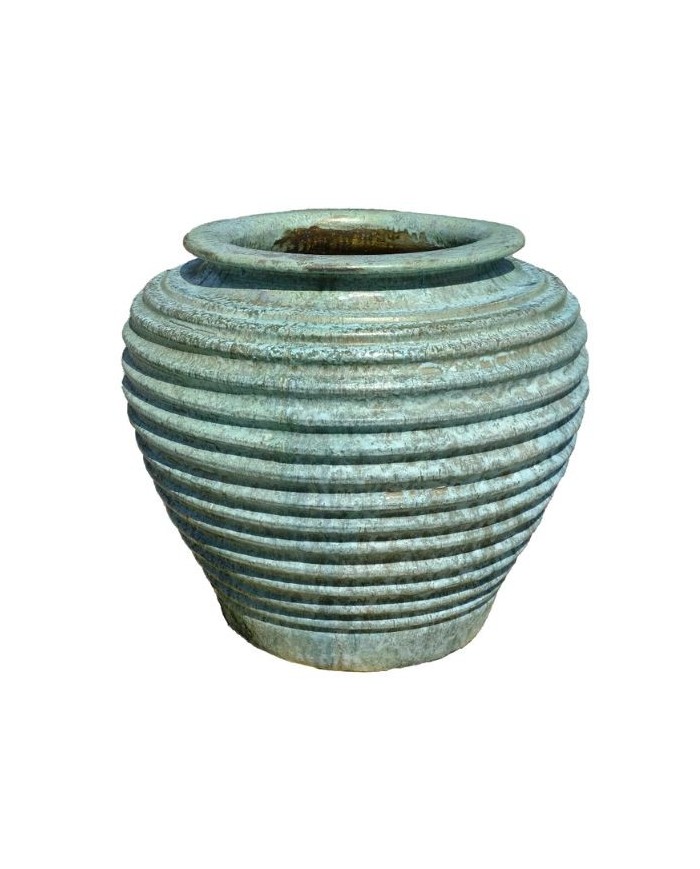 Vaso Moderno Giara Rigata 73X68cm Opal Green Paolelli