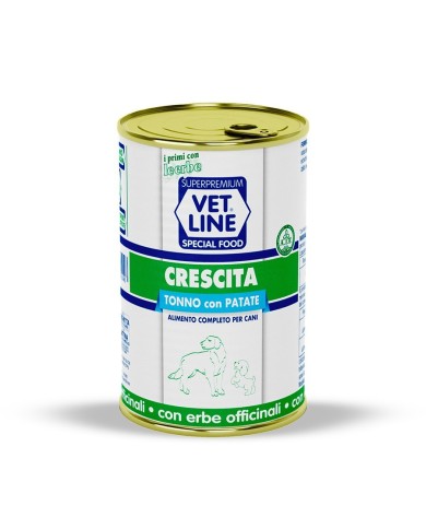 Cibo umido per cani Vet Line crescita tonno e patate 400 g