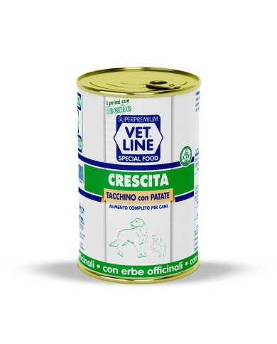 Cibo umido per cani Vet Line crescita tacchino e patate 400 g