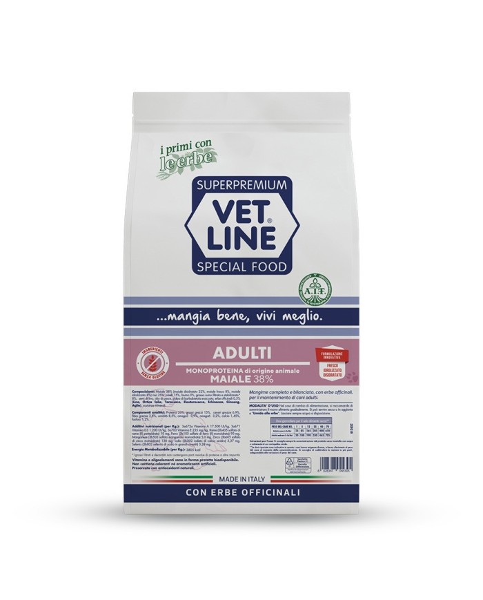 Crocchette per cani Vet Line adulti maiale 3 kg