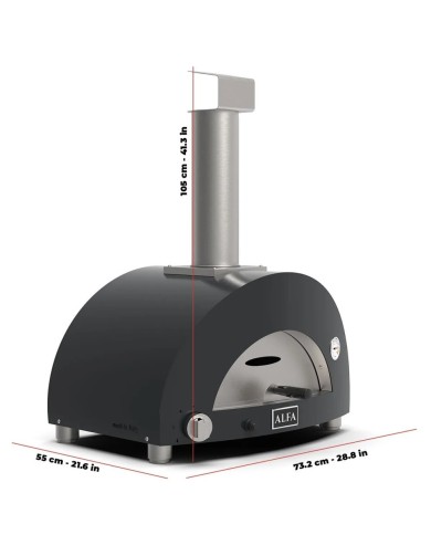 MODERNO 1 Pizza - Forno Per Pizza a Gas METANO Alfa Rosso/Grigio