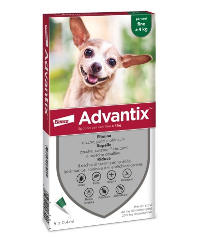 Advantix antiparassitario per cani spot-on da 0 a 4 kg 6 pipette