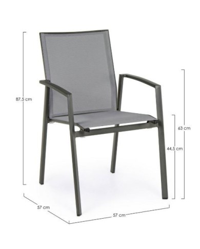Sedia con braccioli Cruise Antracite Bizzotto