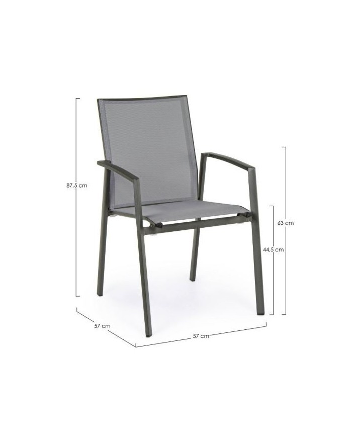 Sedia con braccioli Cruise Antracite Bizzotto