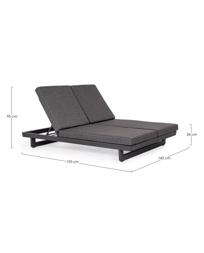 Lettino doppio Infinity antracite Bizzotto