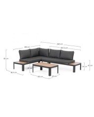 Set3 salotto ang Narelle Antracite Bizzotto