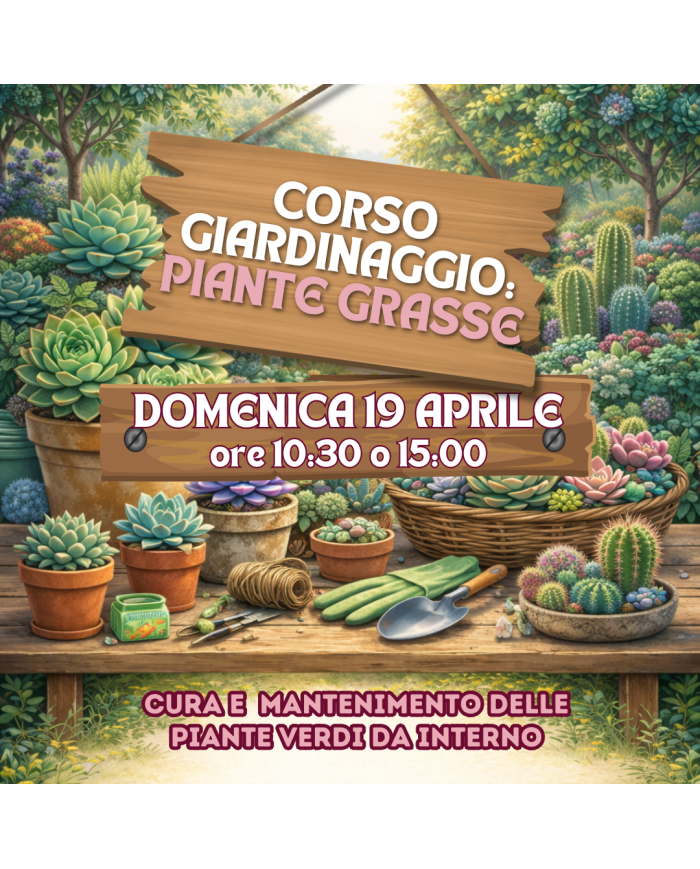19 Aprile 2026 - Ore 10:30 Corso giardinaggio: Piante Grasse Coltivazione, Cura e Riproduzione delle Succulente