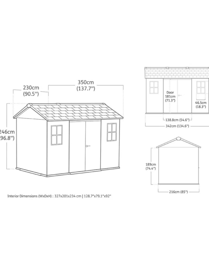Casetta da giardino 350x230x246 Apex 7511