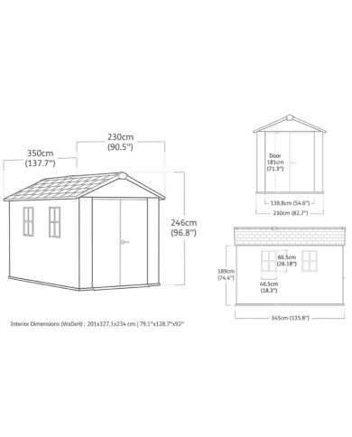 Casetta da giardino 350x230x246 Apex 7511
