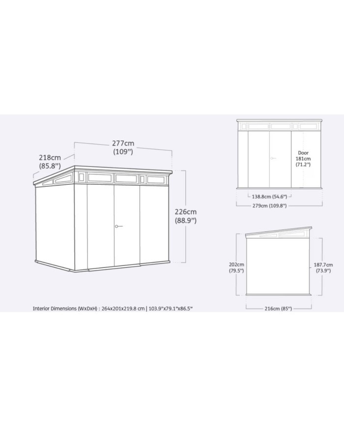 Casetta da giardino 279 x 218x226 Pent 9x7
