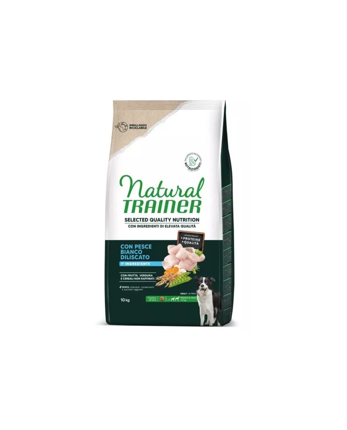 Crocchette per cani natural Trainer Selected Quality Nutrition Cane Medium e Maxi Pesce Bianco10Kg SCADENZA 19/06