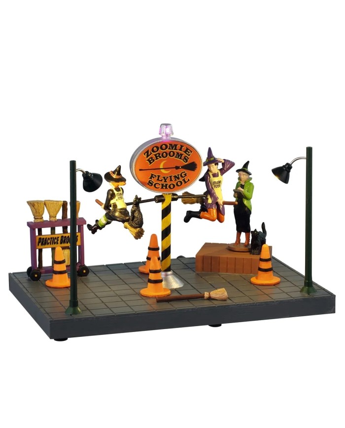 Lemax Halloween Zoomie Brooms Flying School