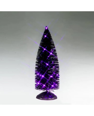Lemax Halloween Black Bristle Tree With Purple Lights