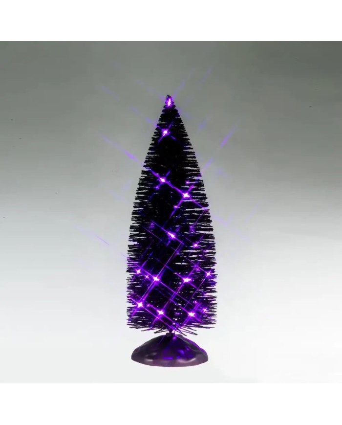 Lemax Halloween Black Bristle Tree With Purple Lights