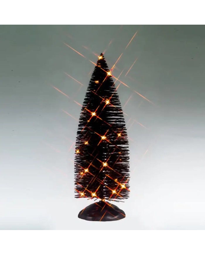 Lemax Halloween Black Bristle Tree With Orange Lights