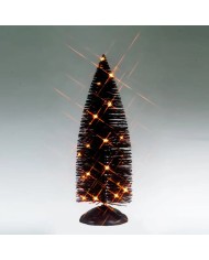 Lemax Halloween Black Bristle Tree With Orange Lights