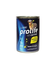 Cibo umido per cani Prolife Sensitive All Breeds coniglio & patate Conf. 6 scatolette 400 gr