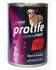 Cibo umido per cani Prolife Grainfree Adult  M/L carne e patate Conf. 6 scatolette 400 gr