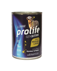 Cibo umido per cani Prolife Sensitive Renna e Patate 12 scatolette da 400 g